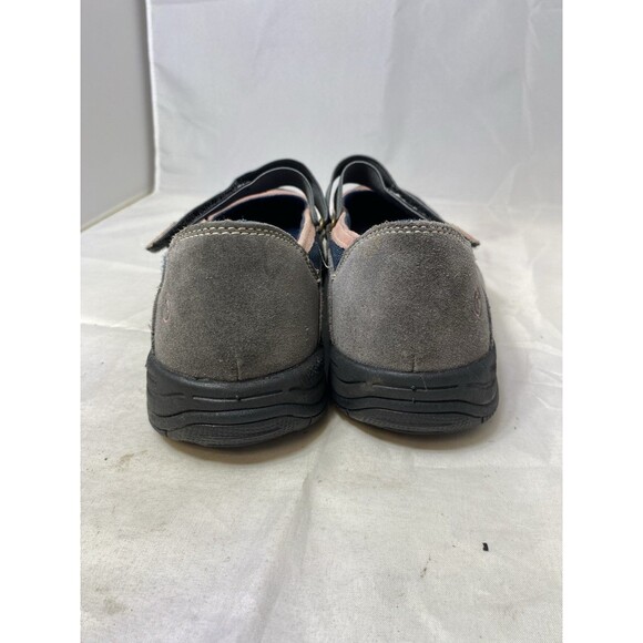 Rockport Seaview gray Suede pink Mesh Mary Jane Flats Loafers Shoe Size 9 EUC!!